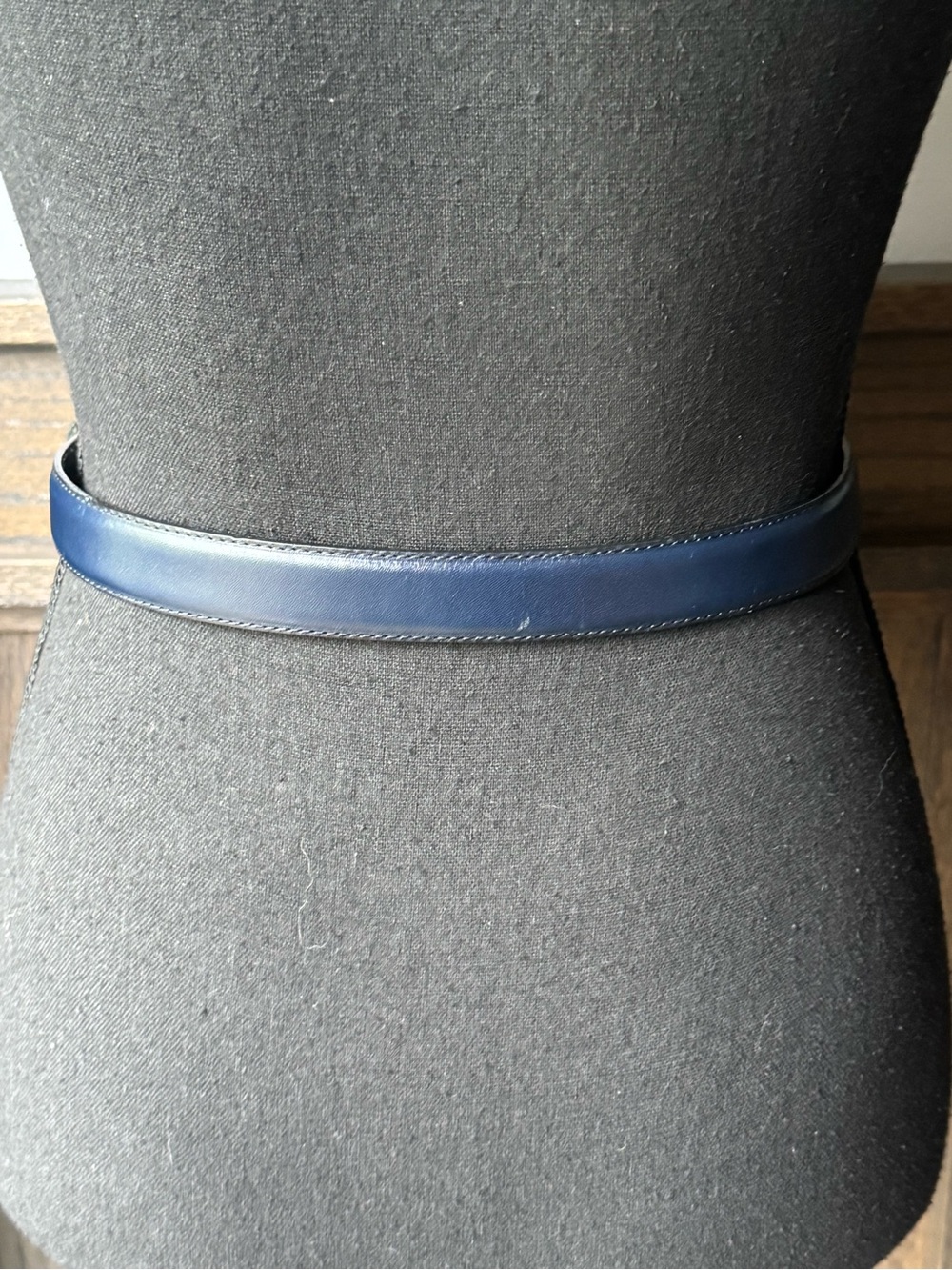 Brighton Navy Leather Belt with Gold-Tone Buckle - Picture 5 of 9